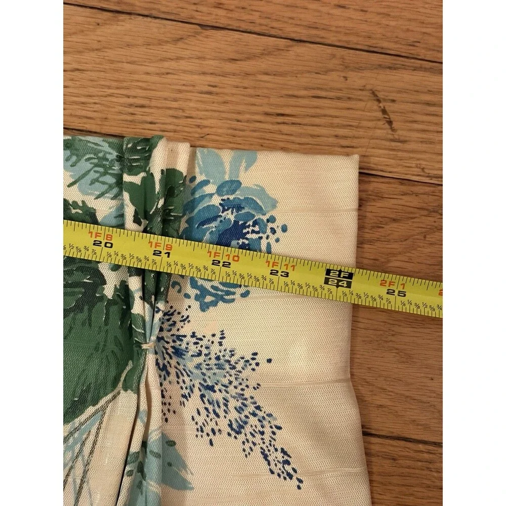 Set of 2 Vintage 60s 70s Blue Floral Curtain Panels Cottagecore Grandma